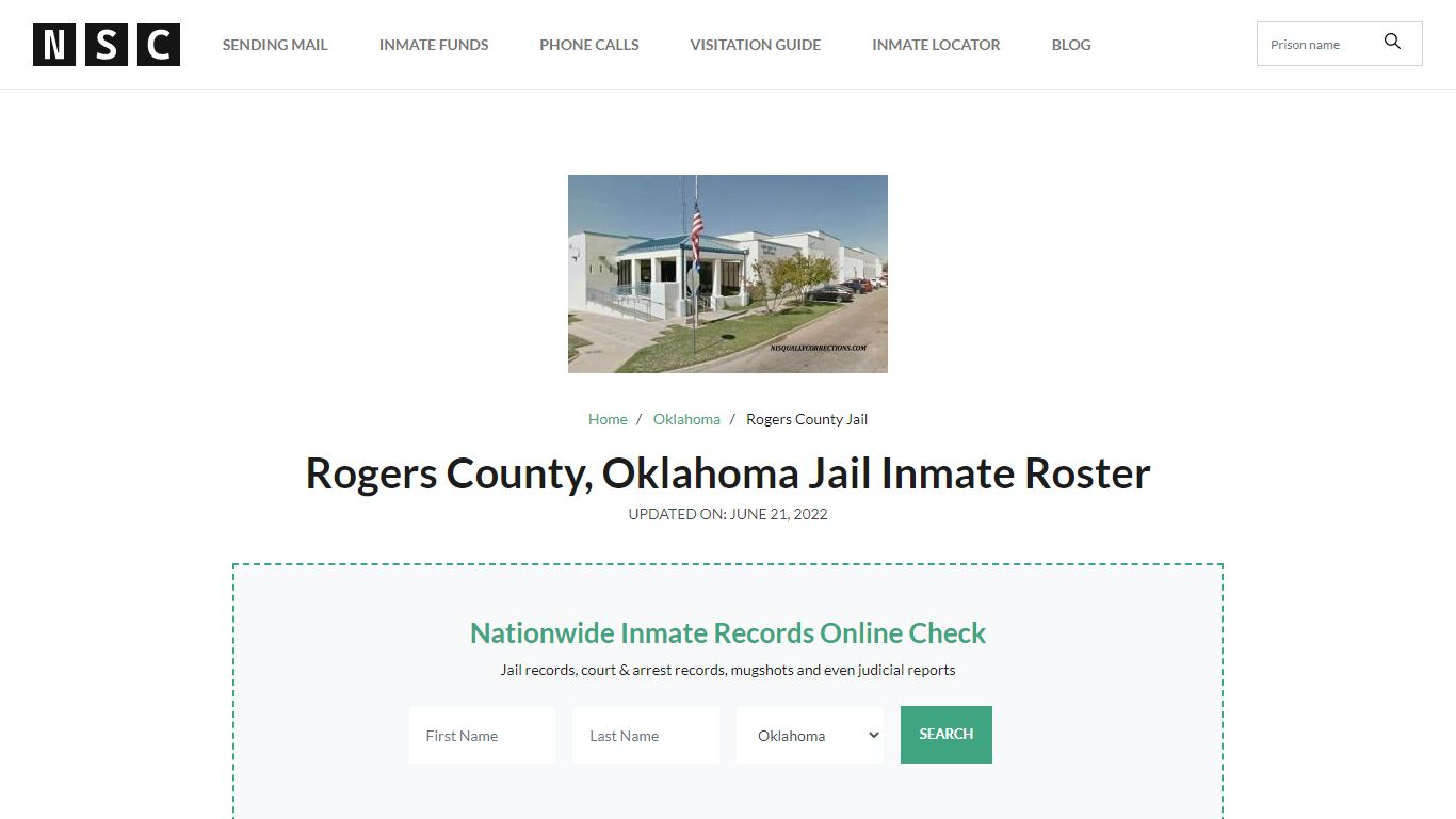 Rogers County, Oklahoma Jail Inmate List